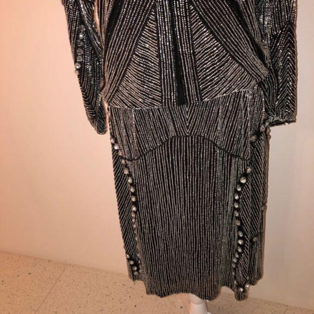 Skirt Set Womens Size Small S Vintage Beaded High Quality Elastic Waist Black - Picture 6 of 16